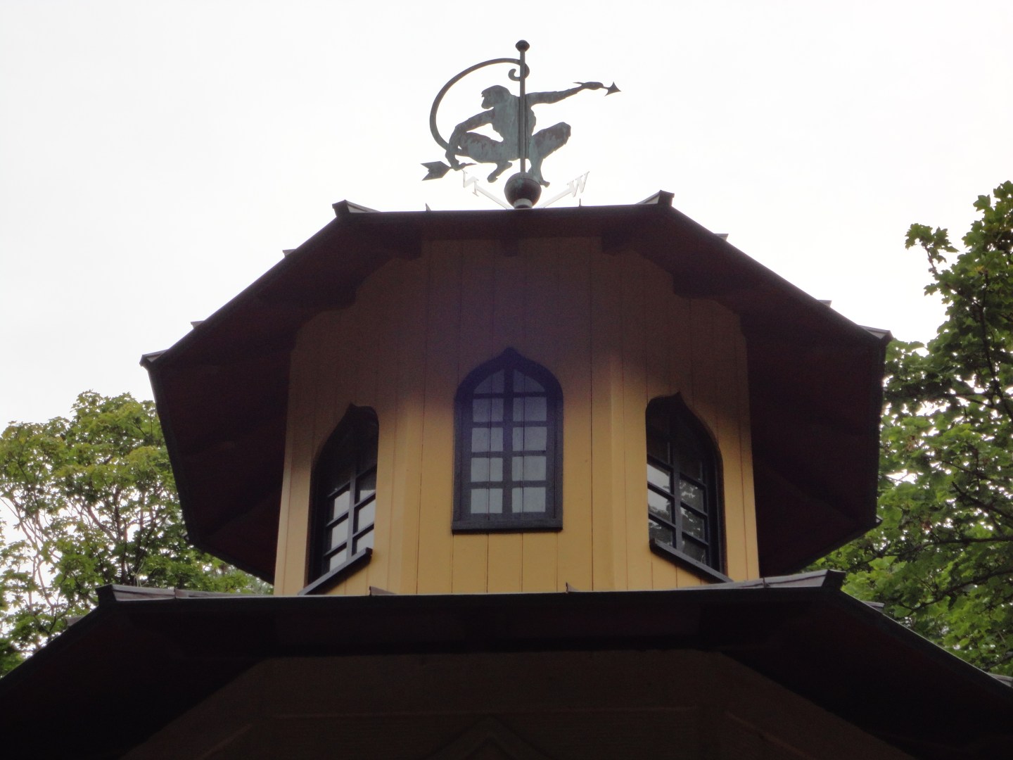 Pagoda with monkey weathervane