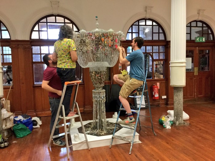 Installing the chandelier